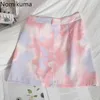 Nomikuma Temperament Denim Mini Skirt Women Tie Dye Printed Summer Korean Style High Waist Skirts Streetwear Faldas Mujer 210514