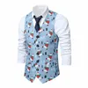 Men's Vests Fashion Mens Vest Suit Jackets Snowman Xmas Christmas Fancy Vintage Button Up Party Sleeveless Jacket Men Top 202 Stra22