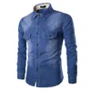 Męskie koszule w stylu vintage dżinsów 2022 Sprzedawanie jesiennej mody Slim Fit Bawełna Koszula z długim rękawem Top Bluzka#3