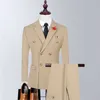 3 pezzi set blazer giacca pantaloni gilet / 2021 moda casual nuovi uomini boutique slim business sposo matrimonio doppio petto abiti X0909