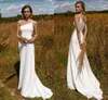 Plus Size Bohemian Simple Country Style Slim Wedding Dress Bridal Gowns Satin Strap One Shoulder Sweep Train Bride Dresses Custom Made vestidos de novia