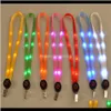 Keychains Fashion Accessories Drop Delivery 2021 LED Light Up Lanyard Key Chain ID Keys Holder 3 Lägen Blinkande hängande rep 7 färger 100 st