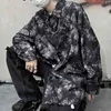 Nomikuma Vintage Harajuku Blouse Femmes Chaîne Décoration Unique Poitrine À Manches Longues Blouse Imprimé Coréen Streetwear Blusas 210514