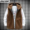 Singleroad Mens Winter Fleece Vest Mannen 2021 Bruin Solid Mouwloos Jas Mannelijke Hooded Jas Winddicht Bodywarmer Vaillon Heren Vesten