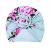 Print peuter dop meisje bloem katoen zachte baby tulband hoofdband hoeden handgemaakte elastische hoofd wrap pasgeboren haaraccessoires M3468