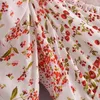 Elegant Women Floral Printed Patchwork Midi Dress Summer Bohemian Puff Sleeve Square Collar High Waist Holuday Vestidos 210521