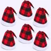 Pom Santa Hat Christmas Plaid Peluche Chapeau Christmas Party Dress Up Décoration Santa Cap Cadeau Adulte LLD11095