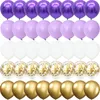 Party Decoration Purple Gold White Confetti Metalowe Balony Lateksowe Halloween Urodziny Dekoracje Ślubne Baby Shower Globo Dziękczynienie Dzień