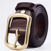 Men Women Solid Belt MANS Echt lederen zwarte kaki kleur bronzen naald gespannde ontwerper cowhide cowboy riemen voor heren luxe tailleband