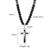 Trendsmax perles de verre mat longue chaîne collier pour hommes croix noire Crucifix pendentif bijoux religieux DN122 210721