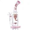 Three colors hookahs for Twisted flower flat section funnel bong dab rig water pipe