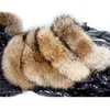 Jaqueta de inverno mulheres casaco de pele real parkas pato para baixo lining casaco real guaxinim colarinho de pele aquecido preto streetwear 211221