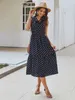 Women Dress Sleeveless Dot Vintage Dresses Pink White Plus Size Sexy Long Summer Clothes Fashion 210513