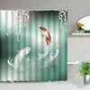 Chinese stijl koi vis print douche gordijn badkamer screen waterdichte stof achtergrond muur decor doek hangende gordijnen geschenken 211116