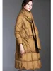 Femme hiver longue doudoune plus taille Puffer femmes col montant écharpe mode haute qualité protection contre le froid manteau 211018