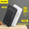 AWEI P5K Draagbare Power Bank 10000 MAH DUAL USB A en Type C Micro Dual Input Snelle lading voor werk Reizen voor mobiele telefoon