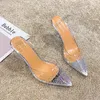 Sandali trasparenti estivi Bling Crystal Shoes Donna Elegante Sky High Heels Donna Sexy Ladies Party Club Dress Shoe