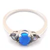 fashion blue opal ring; mystic rainbow stone jewelry ring