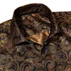Barry.Wang Gold Paisley Chemises en soie brillante Hommes Automne Manches longues Chemises à fleurs décontractées pour hommes Designer Fit Chemises habillées BCY-07 210714