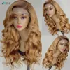 Allove 30 32 cali 1b / 27 # 27 Kolorowe peruka brązowy kolor proste ludzkie włosy koronki przednie peruki dla kobiet
