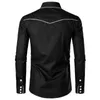 Черная рубашка вышивки мужчины бренд звезды мужская кнопка вниз рубашки мужские длинные рукава платья химиза homme camisa xxl 210721