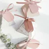 Presentkorg Grön Triangulär Pyramid Marble Candy Box Bröllop Favoriter och Presenter Förpackning Chokladlådor Baby Shower Party Supplies 210724