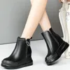 Boots Platform Oxfords Shoes Women Genuine Leather Wedges High Heel Ankle Female Trainers Mid Top Fashion Sneakers Casual