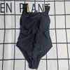 Kadınlar tek parça mayo pedleri ile bikini set şınav omuz askısı harfler mayo mayo yüzme takım elbise siyah renk