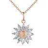 Fashion Charm Sunflower Pendant Necklaces For Women Rhinestone Zircon Clavicle Chain Choker Wedding Jewelry Gifts G1206