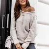 Plus Größe Herbst Winter Lange Hülse Frauen Pullover Pullover Lose Übergroßen Sexy Oansatz Gestrickte Warme Pullover Frau Jumper 211018