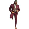 Classy Burgundy Wedding Tuxedos Mens Suits Slim Fit Peaked Lapel Bridegroom Groom Formal Wear Two Pieces Men Evening Dress Prom Party Blazer Jacket+Pants