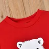 Unisex Dres Dressuit Niedźwiedź Print Crew Neck Długi Rękaw Bluza + Casual Dżinsy Dla Toddler Boys Girls Moda Dzieci Ustawia G1023