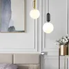 Nordique créatif chambre chevet lampe suspendue simple salon fond barre led boule de verre simple tête suspension suspension