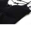 Frauen Crop Tops Sommer Verkauf Sexy Party Backless Aushöhlen Fitness Spaghetti Strap Schwarz Schleife Spitze Up Weibliche Westen 210515