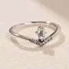 925 Sterling Silver Classic Wish Ring with Clear Cz Fit Pandora Jewelry Engagement Wedding Lovers Fashion Ring