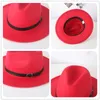 Wide Brim Party Church Felt Fedora Hats with Belt Buckle Kids Children Panama Jazz Cap Parent-child Wool Hat Wholesale