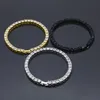 Bracelet en chaîne en or glacée pour hommes Hip Hop Damond Tennis Jewelry Bracelets en strass à ligne unique 8inch