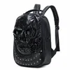 3D Embossed Rose Skull Ryggsäck Väskor för män Unik Man Bag Rivet Whimsical Cool Rock Laptop Skolbag Travel Datorväska