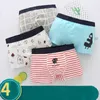 4pcs/lot Stripe Underwear Kids Boys Cartoon Bear Children Short Panties Cute Lovely Dinosaur Underpants Pantys 8 To 12 Years Old 210622