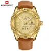 NAVIFORCE Top Brand Men Fashion Sport Gold Watches Men's Leather Waterproof Quartz Wrist Watch Male Date Clock Relogio Masculino 210517