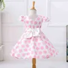 Summer Baby Girl Manica corta Bow Princess Dress for Girl Polka Dot Big Bow Party Abiti da sposa Abbigliamento per bambini Costumi per bambini G1129