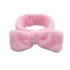 Wash Face Hair Band Solid Color Bow Headband Shower Bowknot Turban Coral Fleece Head Wrap Spa Make Up Headbands Hair Accessories9223692