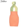 Nibber Criss Cross Halter Splicing Sukienki dla kobiet Sexy Backless 2021 Summer Active Streetwear Skinny Slim Party Mini Dress Y0726