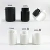 30 x 100ml 150ml 200ml plástico branco preto frascos de comprimidos médicos para medicina cápsulas recipiente de embalagem com selo de violação