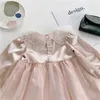 Koreanska Kids Boutique Kläder Tjejer Piink Prinsessan Långärmad Klänningar Barn Korea Klänning Toddler Höstkläder 210615