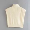 Винтаж без рукавов-водолазки свитер женщины корейский свободный вязаный повседневная офисная леди Пуловер 210521