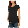 Summer Maternity Tops Women Pregnancy Short Sleeve T-Shirts Fashion Tees for Pregnant Elegant Ladies Folds Top Clothes 20220302 H1