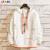 Sfabl Moda Erkek Hip Hop Hoodie Kazak Büyük Pocket Streetwear Erkek Rahat Siyah Beyaz Kapüşonlu Kazak Erkekler 210813