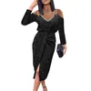 Casual Dresses Lace Elegant Patchwork Print Commute Lady Long Dress Sexy Hollow Out Party Fashion Women O Neck Office Slit Dreses G3244