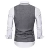 Gilet da uomo in tweed a spina di pesce grigio Gilet di marca slim fit senza maniche Gilet da uomo vintage da uomo britannico 210522